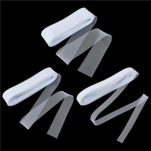 NBEADS 150 Yards 3 Stile Elastische Rosshaar Borte, Roßhaar Mesh Braid Trim Polyester Roßhaar Bänder für Boning Sewing Hochzeitskleid Tanzkleider Zubehör, Weiß von nbeads