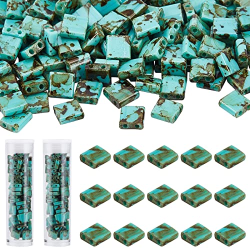 NBEADS 152 Stück Undurchsichtigem Glas Tila Perlen, Antik Stil 2 Loch Glas Pony Perlen Rechteckig Lose Perlen Für Schmuckdesign Halsketten Armbänder Ohrringe Mittleres Meergrün NBEADS 152 Stück Undurchsichtigem Glas Tila Perlen, Antik Stil 2 Loch Glas Pony Perlen Rechteckig Lose Perlen Für Schmuckdesign Halsketten Armbänder Ohrringe Mittleres Meergrün von nbeads
