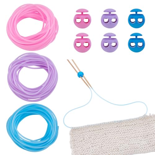 NBEADS 15m Maschenhalteschnüre, 2mm Hohlgummischlauch Strick Barbierschnur Mit 6 Nadelstoppern Mit 5.5mm Löchern Zum Halten von Maschen Armbändern Halsketten Und Perlen, Blau Rosa Lila NBEADS 15m Maschenhalteschnüre, 2mm Hohlgummischlauch Strick Barbierschnur Mit 6 Nadelstoppern Mit 5.5mm Löchern Zum Halten von Maschen Armbändern Halsketten Und Perlen, Blau Rosa Lila von nbeads