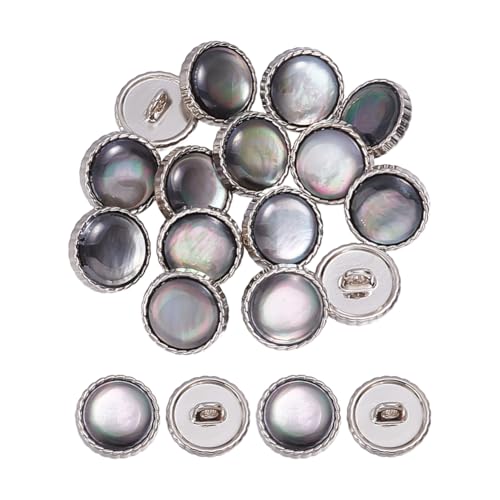 NBEADS 16 Stück Muschel Ösenknöpfe, 11mm 1 Loch Perlmuttknöpfe Natürliche Muschelknöpfe Mit Schaft Für Kostüme Nähen DIY Basteln Häkeln Ornament, Schwarz, Bohrung: 2mm, 1.1x0.65cm von nbeads