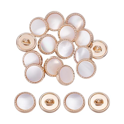 NBEADS 16 Stück Muschel Ösenknöpfe, 11mm 1 Loch Perlmuttknöpfe Natürliche Muschelknöpfe Mit Schaft Für Kostüme Nähen DIY Basteln Häkeln Ornament, Weiß, Bohrung: 2mm, 1.1x0.65cm von nbeads