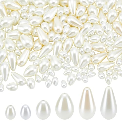 NBEADS 160 Stk. 6 Stile Glasperle Teardrop Perlen, Teardrop FormPerlen Imitation Wassertropfen Perlen für DIY Handwerk Schmuckherstellung von nbeads