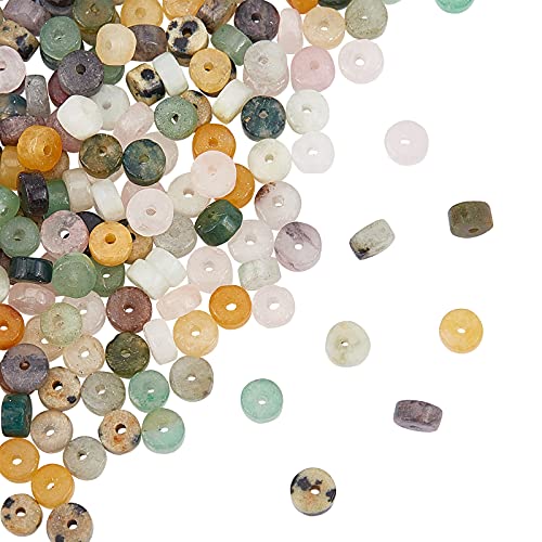 NBEADS 160 Stück Natürliche Heishi Steinperlen, 8 Arten Disc Spacer Beads Flache Runde Lose Steinperlen Für Armband Ohrringe Halskette Und Schmuckherstellung von nbeads