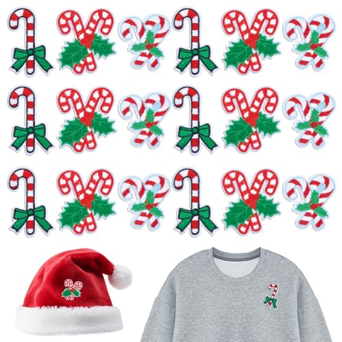 NBEADS 18 Stück 3 Stile Weihnachten Stickerei Faden zum Aufbügeln oder Aufnähen, Zuckerstange bestickte Applikation für Kleidung, Kleid, Jacken, Kappen, DIY Reparatur Flicken Nähen Handwerk Dekoration NBEADS 18 Stück 3 Stile Weihnachten Stickerei Faden zum Aufbügeln oder Aufnähen, Zuckerstange bestickte Applikation für Kleidung, Kleid, Jacken, Kappen, DIY Reparatur Flicken Nähen Handwerk Dekoration von nbeads