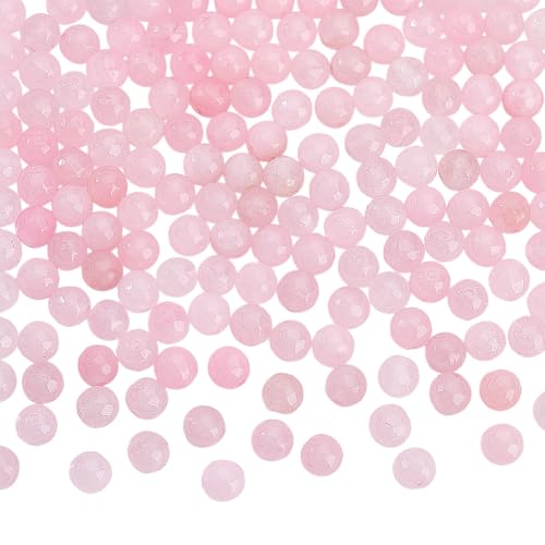 NBEADS 180 Stück Natürliche Facettierte Perlen, 8mm Gefärbte Natürliche Weiße Jade Runde Perlen Edelstein Perlen Charms Für Halskette Armband Schmuckherstellung, Bohrung: 1 mm von nbeads