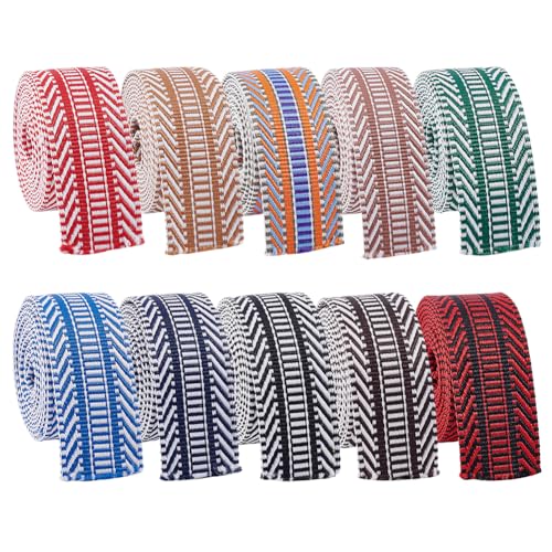 NBEADS 18m 10 Farben Gemustertes Polyesterband, 3.8cm Doppelseitiges Jacquardband Zum Aufnähen Besticktes Webband Zum Nähen von Kleidung Heimdekoration Hochzeitstaschengurten von nbeads