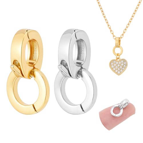NBEADS 2 Stk. 2 Farben 925 Sterling Silber Ring Bail Clasps Verbinder, Double Bail Falten Sie über Twister Clasps für Halskette DIY-Schmuck machen Zubehör, 15x8x6mm von nbeads