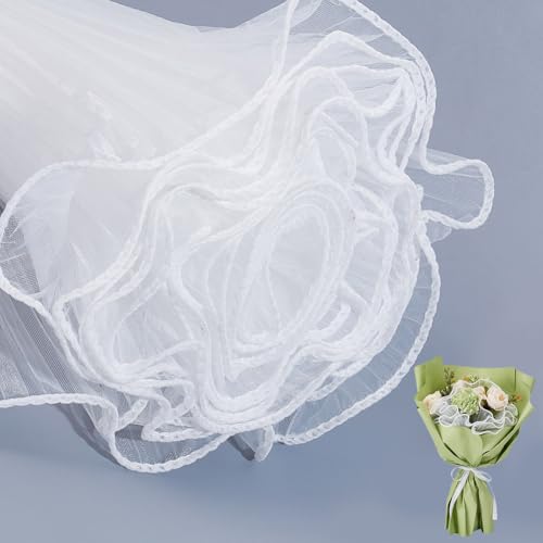 NBEADS 2 Stk. Blumenverpackung Mesh Papier, Blumenstrauß Floral Verpackung Papier 4m×15cm Zerknittertes Gewelltes Geschenkpapier für Valentinstag Hochzeit Geburtstag Dekoration, weiß NBEADS 2 Stk. Blumenverpackung Mesh Papier, Blumenstrauß Floral Verpackung Papier 4m×15cm Zerknittertes Gewelltes Geschenkpapier für Valentinstag Hochzeit Geburtstag Dekoration, weiß von nbeads