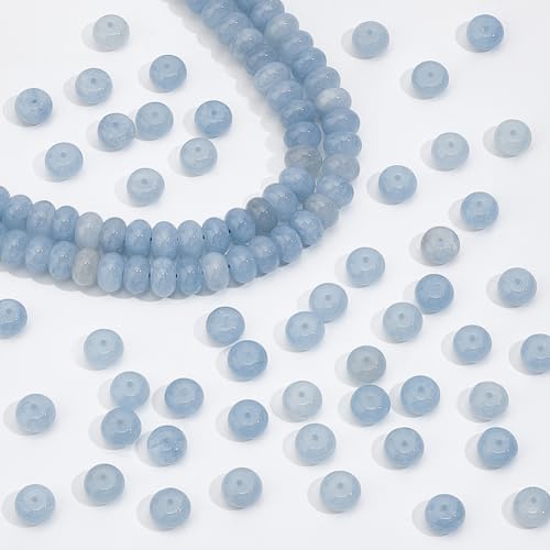 NBEADS 2 Stränge 150-154 Stück Glatte Quarzperlen In Rondellform, Natürliche Aquamarin-Perlenstränge Quarz-Edelsteinperlen Für Schmuckherstellung, 8x5mm, Helles Stahlblau NBEADS 2 Stränge 150-154 Stück Glatte Quarzperlen In Rondellform, Natürliche Aquamarin-Perlenstränge Quarz-Edelsteinperlen Für Schmuckherstellung, 8x5mm, Helles Stahlblau von nbeads