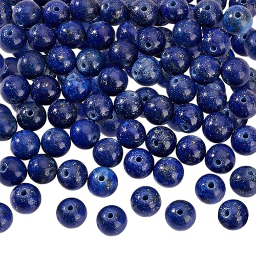NBEADS 2 Stränge Über 60 Stück Natürliche Lapislazuli-Perlen, 6 mm Natürliche Edelsteinperlen Lose Naturstein-Zwischenperlen Für DIY-Armband-Halsketten-Schmuckherstellung von nbeads