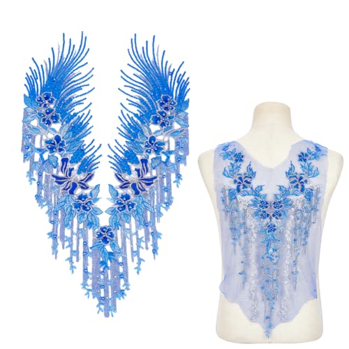 NBEADS 2 Stück 2 Stile Blumen Perlen zum Aufnähen, bestickt zum Aufnähen auf Tüll Spitze Patches für Hochzeitskleid DIY Patch Kleidung Zubehör, Blau NBEADS 2 Stück 2 Stile Blumen Perlen zum Aufnähen, bestickt zum Aufnähen auf Tüll Spitze Patches für Hochzeitskleid DIY Patch Kleidung Zubehör, Blau von nbeads