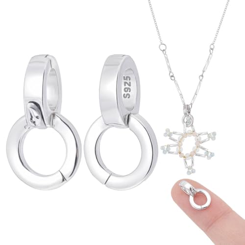 NBEADS 2 Stück 925 Doppel Bügelverschlüsse Aus Sterlingsilber, Ringverschluss Verbinder Schmuckverschlüsse Verbinder Ösen Zur Schmuckherstellung Armband Halskette, 1.4x0.85x0.55cm von nbeads