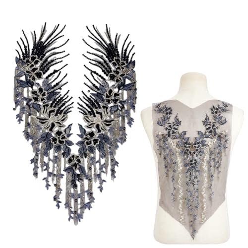 NBEADS 2 Stück Aufnäher Mit Blumenperlen In 2 Stilen Bestickte Aufnäher Aus Tüllspitze Zum Aufnähen Für Hochzeitskleider DIY Kleidungszubehör Schwarz NBEADS 2 Stück Aufnäher Mit Blumenperlen In 2 Stilen Bestickte Aufnäher Aus Tüllspitze Zum Aufnähen Für Hochzeitskleider DIY Kleidungszubehör Schwarz von nbeads
