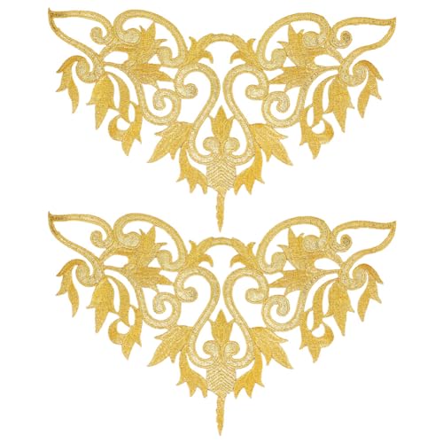NBEADS 2 Stück Goldene Blumen Stickerei Aufnäher, Kronen Metall Applikation Ethnisch Metallisch Zum Aufbügeln Ranken-Spitzen-Applikation Polyester Für Hochzeit Ballkleid, 35x21.5cm NBEADS 2 Stück Goldene Blumen Stickerei Aufnäher, Kronen Metall Applikation Ethnisch Metallisch Zum Aufbügeln Ranken-Spitzen-Applikation Polyester Für Hochzeit Ballkleid, 35x21.5cm von nbeads