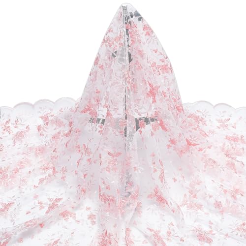 NBEADS 2 Yards Bestickter Blumenstoff, 130cm Bestickter Spitzenbesatz Aus Polyesternetz Stickerei Tüllstoff Bekleidungszubehör Für Schminktisch DIY Bastelarbeiten Vorhang Heim Vintage Dekor, Rosa NBEADS 2 Yards Bestickter Blumenstoff, 130cm Bestickter Spitzenbesatz Aus Polyesternetz Stickerei Tüllstoff Bekleidungszubehör Für Schminktisch DIY Bastelarbeiten Vorhang Heim Vintage Dekor, Rosa von nbeads