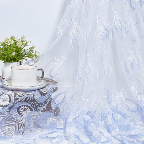 NBEADS 2 Yards Gestickter BLUMENNnnstoff, 1.64m Polyester Mesh bestickt Spitze Trim Stickerei Tüll-Stoff Garment Zubehör für Kleid Tisch DIY Handwerk Vorhang Home Vintage Dekor, Lavendel von nbeads
