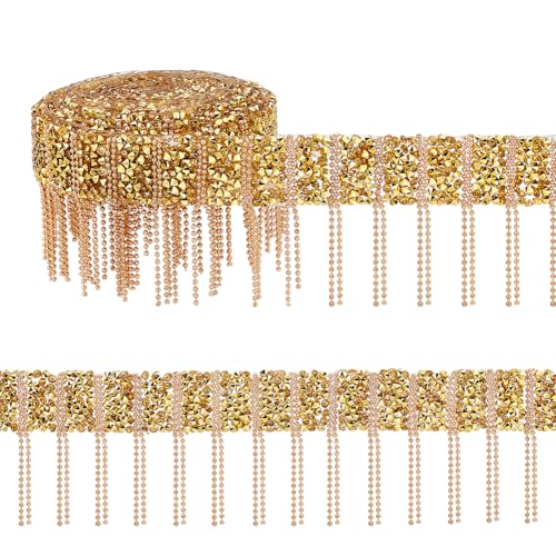 NBEADS 2 Yards Gold Strass Band, 4.65cm Selbstklebendes Strassband Gold Strass-Streifen Kristall Strass Diamant Band für DIY Kunsthandwerk Party Dekoration von nbeads