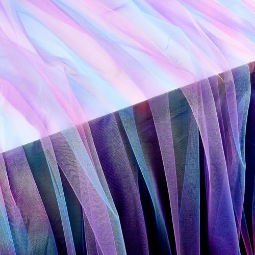 NBEADS 2 Yards Regenbogen Tüll-Mesh-Stoff, 1.5-1.6m Breit Bunte Nähen Basteln Polyester Regenbogen Tüll Stoff für Rock Nähen Hochzeit Geburtstag Derecoration, Orchidee von nbeads