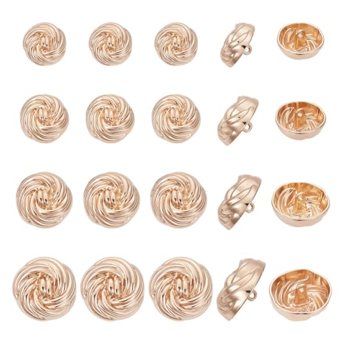 NBEADS 20 Stk. Gold Flower Shank Knöpfe, 1-Loch-Legierung Blume Nähen Knöpfe 18/20/23/25mm Runde Welle Schaft Knöpfe für Kunsthandwerk Kleidung Mantel Jacke DIY-Projekt von nbeads