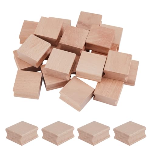 NBEADS 20 Stk. Holzstempel, 4x3.9cm Leere Holz-Gummistempel Unvollendete Hartholz-DIY-Stempel für Stempel machen DIY Crafting Scrapbooking von nbeads