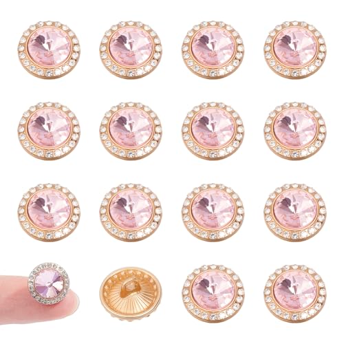 NBEADS 20 Stk. Strass-Schaft-Knöpfe, 12mm Flache Runde Zink Legierung Kristall Strasssteine Knöpfe zum Aufnähen für Hemden Kleid Mantel Pullover, Rosa NBEADS 20 Stk. Strass-Schaft-Knöpfe, 12mm Flache Runde Zink Legierung Kristall Strasssteine Knöpfe zum Aufnähen für Hemden Kleid Mantel Pullover, Rosa von nbeads