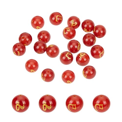 NBEADS 20 Stück 10mm Natürliche Karneol Stein Perlen, Chinesisches Tierkreiszeichen Schlange Perlen für Schmuckherstellung Armband Halskette Ohrring, Loch: 1.5mm von nbeads