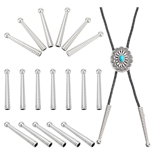 NBEADS 20 Stück Bolo Krawattenspitzen, 5cm Lange Kordelenden Kappen Bolo Schnalle Ersatz Bolo Krawatte Endkappen für DIY Kunsthandwerk Kleidung Dekoration Design Machen, Platin NBEADS 20 Stück Bolo Krawattenspitzen, 5cm Lange Kordelenden Kappen Bolo Schnalle Ersatz Bolo Krawatte Endkappen für DIY Kunsthandwerk Kleidung Dekoration Design Machen, Platin von nbeads