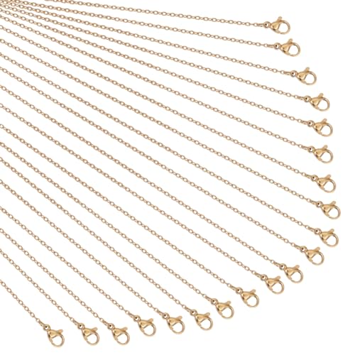 NBEADS 20 Stück Ca. 45cm Lange Halskettenketten, 1.5mm 304 Edelstahl-Glieder-Kabelketten-Halsketten Goldene Schlangenketten Mit Karabinerverschlüssen Für DIY Herstellung von nbeads