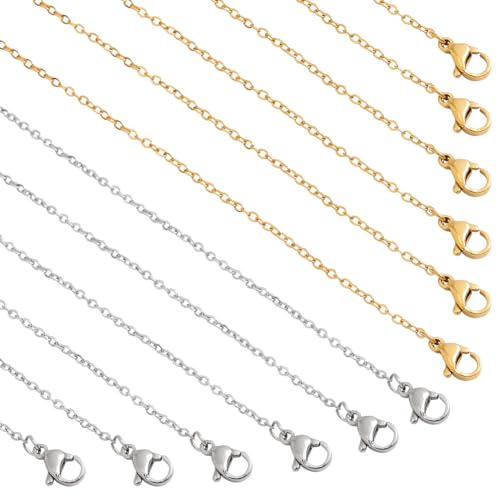 nbeads 20 Stück Edelstahl Halskettenketten, 2 Farben Bulk Halskette Kette Schmuckherstellung Kette Kabelkette Halsketten Set Mit Karabinerverschlüssen Für Herstellung von Perlenketten, 45cm von nbeads