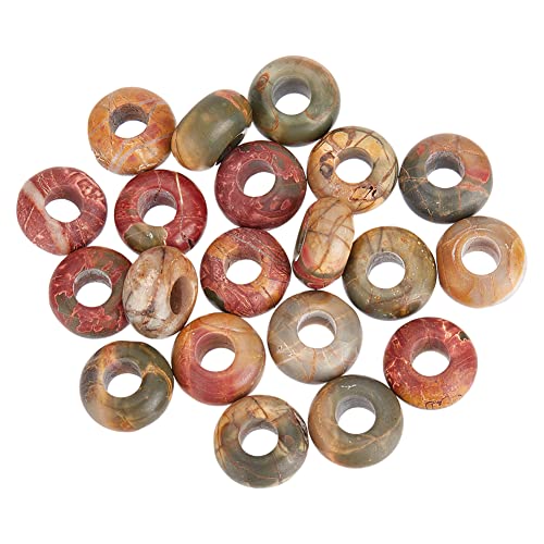 NBEADS 20 Stück Edelstein Europäische Perlen, 13~14 mm Natürliche Picasso Jaspis Stein 5 mm Großes Loch Lose Rondelle Spacer Perlen Dreadlock Perlen Haarperlen für Charm Armband Schmuckherstellung NBEADS 20 Stück Edelstein Europäische Perlen, 13~14 mm Natürliche Picasso Jaspis Stein 5 mm Großes Loch Lose Rondelle Spacer Perlen Dreadlock Perlen Haarperlen für Charm Armband Schmuckherstellung von nbeads