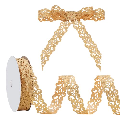NBEADS 20 Yards Vintage Hohle Ausgeschnittenes Band, 2.5cm Breit Ornate Craft Farbband Polyester Farbband Trim für Scrapbooking Party Hochzeit Home Dekorationen, Golden NBEADS 20 Yards Vintage Hohle Ausgeschnittenes Band, 2.5cm Breit Ornate Craft Farbband Polyester Farbband Trim für Scrapbooking Party Hochzeit Home Dekorationen, Golden von nbeads