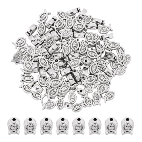 NBEADS 200 Stück Fisch-Abstandshalter-Perlen, Meerestier-Metallperlen mit 1,2 mm Loch, tibetischer Stil, Legierung, kleine Fische für DIY-Armbänder, Halsketten, Schmuckherstellung von nbeads