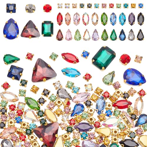 NBEADS 200 Stück Krappenfassung Strasssteine, Strasssteine zum Aufnähen Metall Flatback Klaue Edelsteine für Kunsthandwerk Schmuckherstellung Kleidung Kleid Ohrring, Gemischte Farbe von nbeads