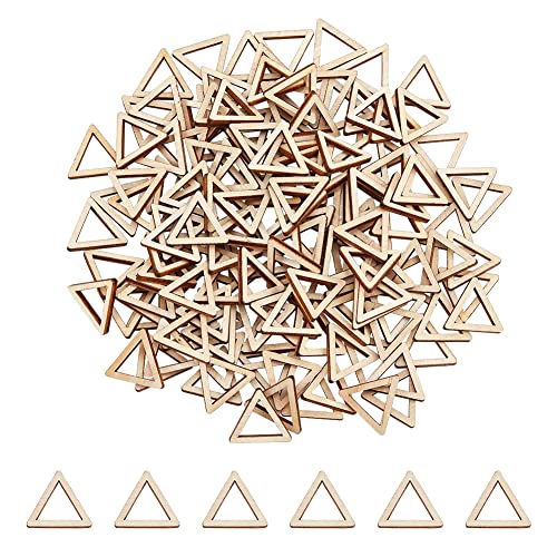NBEADS 200 Stück dreieckige Holzverbindungsringe, 2 cm, unlackiertes Holz, dreieckige Rahmen, unlackierte Holzstücke, Ringe, Form, Verbindungsring, Charms für DIY-Schmuck, Handwerk, Heimdekorationen von nbeads