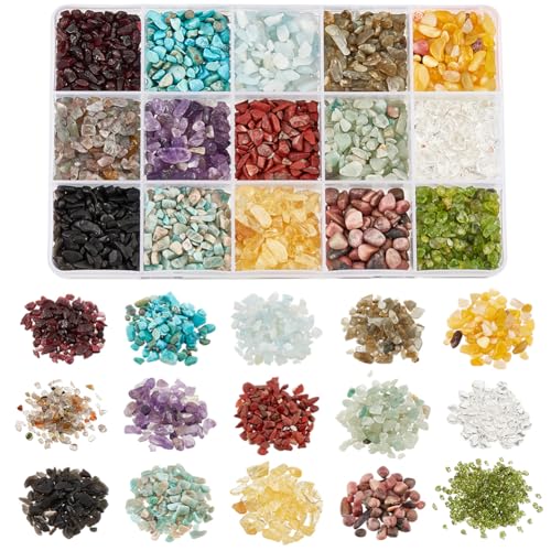 NBEADS 225g 15 Stile Edelstein Chip Perlen, kein Loch Naturstein Perlen Kristalle Zerkleinerte Perlen Unregelmäßig geformte lose Perlen für Handwerk Geschenkschmuck Herstellung NBEADS 225g 15 Stile Edelstein Chip Perlen, kein Loch Naturstein Perlen Kristalle Zerkleinerte Perlen Unregelmäßig geformte lose Perlen für Handwerk Geschenkschmuck Herstellung von nbeads