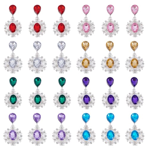 NBEADS 24 Stk. 8 Farben Strass Knopf Verzierungen, Metall Basis Teardrop Knopf Dekoration Strass Cabochon für Schmuck Armband Ohrring Anhänger Craft Making von nbeads