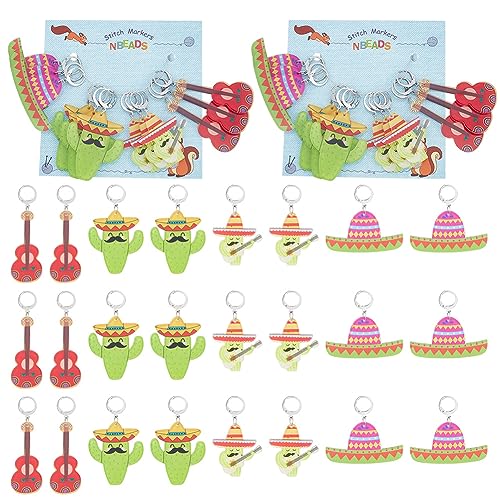nbeads 24 STK. Mexikanischer Karneval Maschenmarkierer, Kaktus/Sombrero/Gitarre Häkeln Stich Marker Charms Abnehmbar 304 Edelstahl Klammern Verriegelung Stich Marker für DIY Handwerk Schmuck Machen nbeads 24 STK. Mexikanischer Karneval Maschenmarkierer, Kaktus/Sombrero/Gitarre Häkeln Stich Marker Charms Abnehmbar 304 Edelstahl Klammern Verriegelung Stich Marker für DIY Handwerk Schmuck Machen von nbeads
