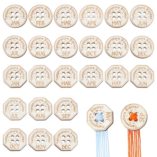 NBEADS 24 Stück 2 Stile Holz Monatsknöpfe, 4 Loch Temperaturdeckenplaner Sechseckige Temperaturdeckenmarker Für Häkel Strickplaner DIY Craft Decor, Loch: 3mm NBEADS 24 Stück 2 Stile Holz Monatsknöpfe, 4 Loch Temperaturdeckenplaner Sechseckige Temperaturdeckenmarker Für Häkel Strickplaner DIY Craft Decor, Loch: 3mm von nbeads