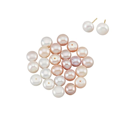 NBEADS 24 Stück 3 Farben Halb Gebohrtes Loch Süßwasserperlen, 8~8.5mm Halbrunde Natürliche Süßwasserperlen Lose Knopf Zuchtperlen Charms Perlen Für Ohrringe Anhänger Schmuckherstellung, Klasse AA von nbeads