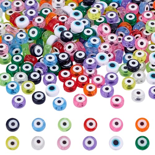 NBEADS 240 Stk. 12 Farben Flach Böses Auge Perlen, Acryl Perlen 7mm Abstandshalter Perlen Charms Lose türkische Perlen für Armband Ohrring Halskette DIY-Schmuck, Loch: 1.5mm NBEADS 240 Stk. 12 Farben Flach Böses Auge Perlen, Acryl Perlen 7mm Abstandshalter Perlen Charms Lose türkische Perlen für Armband Ohrring Halskette DIY-Schmuck, Loch: 1.5mm von nbeads