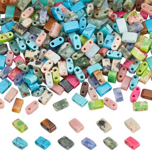 NBEADS 240 Stück 12 Stile Edelstein Tila Perlen, 5x2.5mm 2-Loch Seed-Perlen Flache rechteckige Abstandshalter Perlen Naturstein Tila Perlen für Schmuck Multi-Strand Armband Halskette NBEADS 240 Stück 12 Stile Edelstein Tila Perlen, 5x2.5mm 2-Loch Seed-Perlen Flache rechteckige Abstandshalter Perlen Naturstein Tila Perlen für Schmuck Multi-Strand Armband Halskette von nbeads
