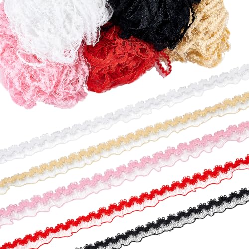 NBEADS 25 Yards 5 Farben Elastische Rüschen-Spitzen-Bänder, 15mm Plissierte Spitze Band Stretch Rüsche Spitze Band für DIY Craft Kleid Kleidung Hochzeit Geschenk Home Dekoration NBEADS 25 Yards 5 Farben Elastische Rüschen-Spitzen-Bänder, 15mm Plissierte Spitze Band Stretch Rüsche Spitze Band für DIY Craft Kleid Kleidung Hochzeit Geschenk Home Dekoration von nbeads