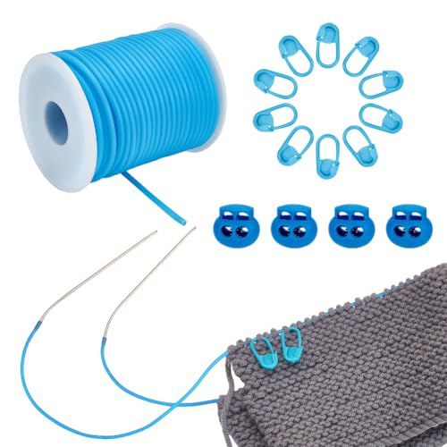 NBEADS 25 m Gummischnur, 3mm Hohlgummischlauch mit 4 STK. Schnurschlösser und 30 Stck. Stich-Nadel-Clip zum Halten von Stichen Armband Halskette Perlenstickerei, Licht Himmel Blau NBEADS 25 m Gummischnur, 3mm Hohlgummischlauch mit 4 STK. Schnurschlösser und 30 Stck. Stich-Nadel-Clip zum Halten von Stichen Armband Halskette Perlenstickerei, Licht Himmel Blau von nbeads