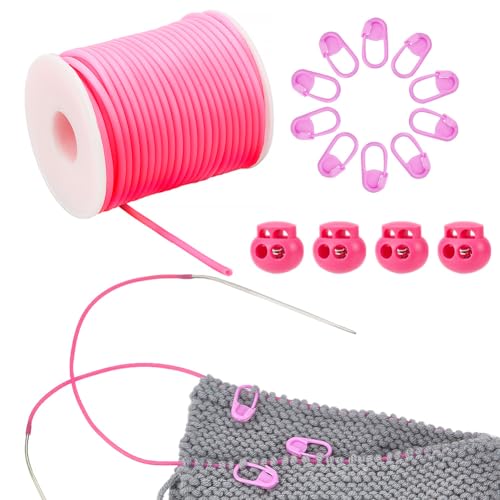 NBEADS 25 m Gummischnur, 3mm Hohlgummischlauch mit 4 STK. Schnurschlösser und 30 Stck. Stich-Nadel-Clip zum Halten von Stichen Armband Halskette Perlenstickerei, Perle Rosa NBEADS 25 m Gummischnur, 3mm Hohlgummischlauch mit 4 STK. Schnurschlösser und 30 Stck. Stich-Nadel-Clip zum Halten von Stichen Armband Halskette Perlenstickerei, Perle Rosa von nbeads