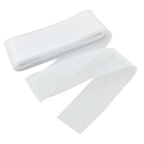 NBEADS 25m Rosshaar-Geflecht, 8.1cm Pferdehaar Mesh Braid Trim Polyester Rosshaar Bänder für Boning Sewing Hochzeitskleid Tanzkleider Zubehör, Weiß NBEADS 25m Rosshaar-Geflecht, 8.1cm Pferdehaar Mesh Braid Trim Polyester Rosshaar Bänder für Boning Sewing Hochzeitskleid Tanzkleider Zubehör, Weiß von nbeads