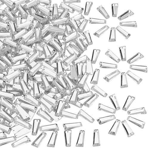NBEADS 260 Stk. Nähen Spiegel Strasssteine, 19x8x3mm Acryl Spiegel nähen auf Perlen Flache Rückseite Spiegel Stücke mit Loch Unregelmäßiger Spiegel Lose Perlen für DIY Kleider Clothes von nbeads