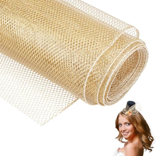 NBEADS 3 Yard Netz-Mesh-Gewebe, 1,5 m Polyester-Gaze-Gewebe Hartes Fischernetz-Gewebe Leicht Dehnbarer Stoff Hohes Netzmaterial für Netting Nähen Kleidung DIY Dekoration, Pale Goldenrod von nbeads