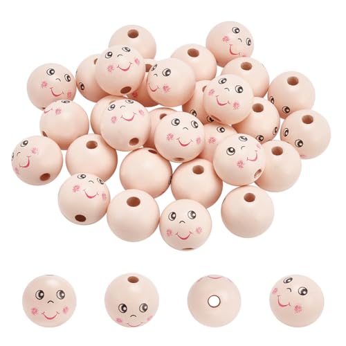 NBEADS 30 Stk. Holz Gesicht Perlen, 5.5mm Großes Loch Gesicht Perlen 2.35cm im Durchmesser Bemalte Holzperlen Lächeln Kopf Perlen für DIY Handwerk Schmuck Machen Schlüsselanhänger NBEADS 30 Stk. Holz Gesicht Perlen, 5.5mm Großes Loch Gesicht Perlen 2.35cm im Durchmesser Bemalte Holzperlen Lächeln Kopf Perlen für DIY Handwerk Schmuck Machen Schlüsselanhänger von nbeads