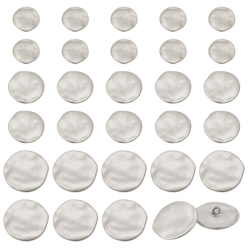 NBEADS 30 Stk. Silberne Metallknöpfe, 18.5/25/30.5mm Flacher Runder Metallknopf 1 Loch Alloy Schaft Knopf Blazer-Knöpfe für Kostüme Nähen DIY Kunsthandwerk Häkeln Ornament von nbeads