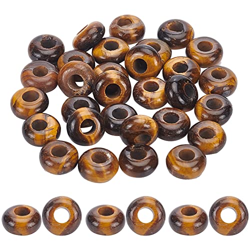 NBEADS 30 Stück Edelstein Europäische Perlen, 10mm Natürliche Tigerauge Stein Große Loch Perlen Dreadlock Perlen Lose Rondelle Spacer Haarperlen für Charm Armband Schmuck Herstellung, Loch: 4mm NBEADS 30 Stück Edelstein Europäische Perlen, 10mm Natürliche Tigerauge Stein Große Loch Perlen Dreadlock Perlen Lose Rondelle Spacer Haarperlen für Charm Armband Schmuck Herstellung, Loch: 4mm von nbeads